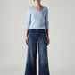Women's 318 Dark Indigo Wide Leg Fit Mid Rise Redloop Jeans - Front View