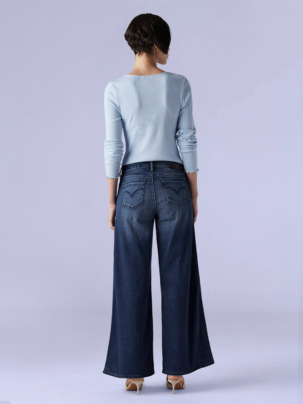 Women's 318 Dark Indigo Wide Leg Fit Mid Rise Redloop Jeans - 3832960f-3985-4d03-8a27-e4ca0e817d93 View