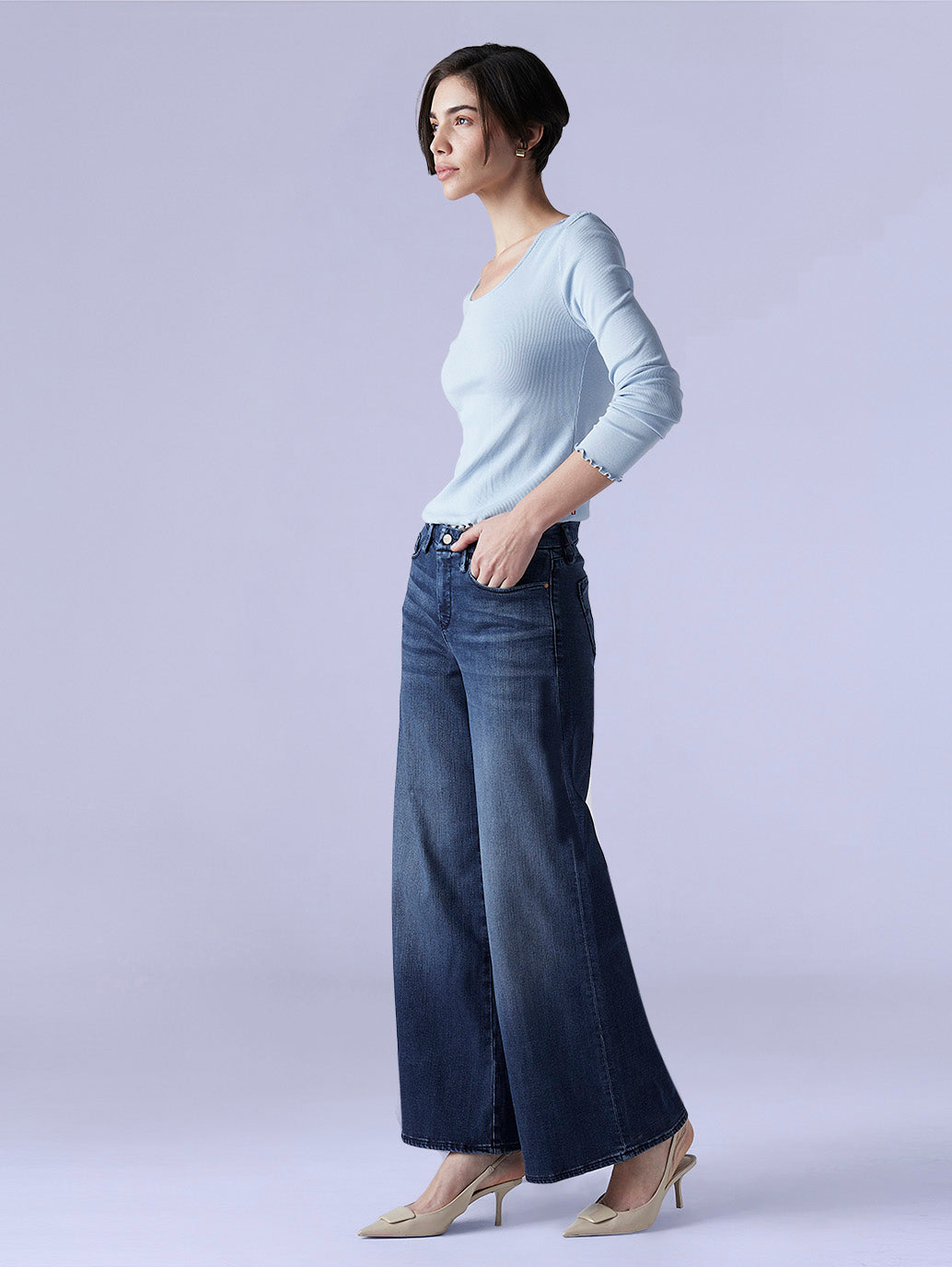 Women's 318 Dark Indigo Wide Leg Fit Mid Rise Redloop Jeans - 425cada1-937b-4c05-801e-6be0414a00c7 View