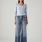 Women's 318 Dark Indigo Shaping Wide Leg Fit Mid Rise Redloop Jeans - Front View