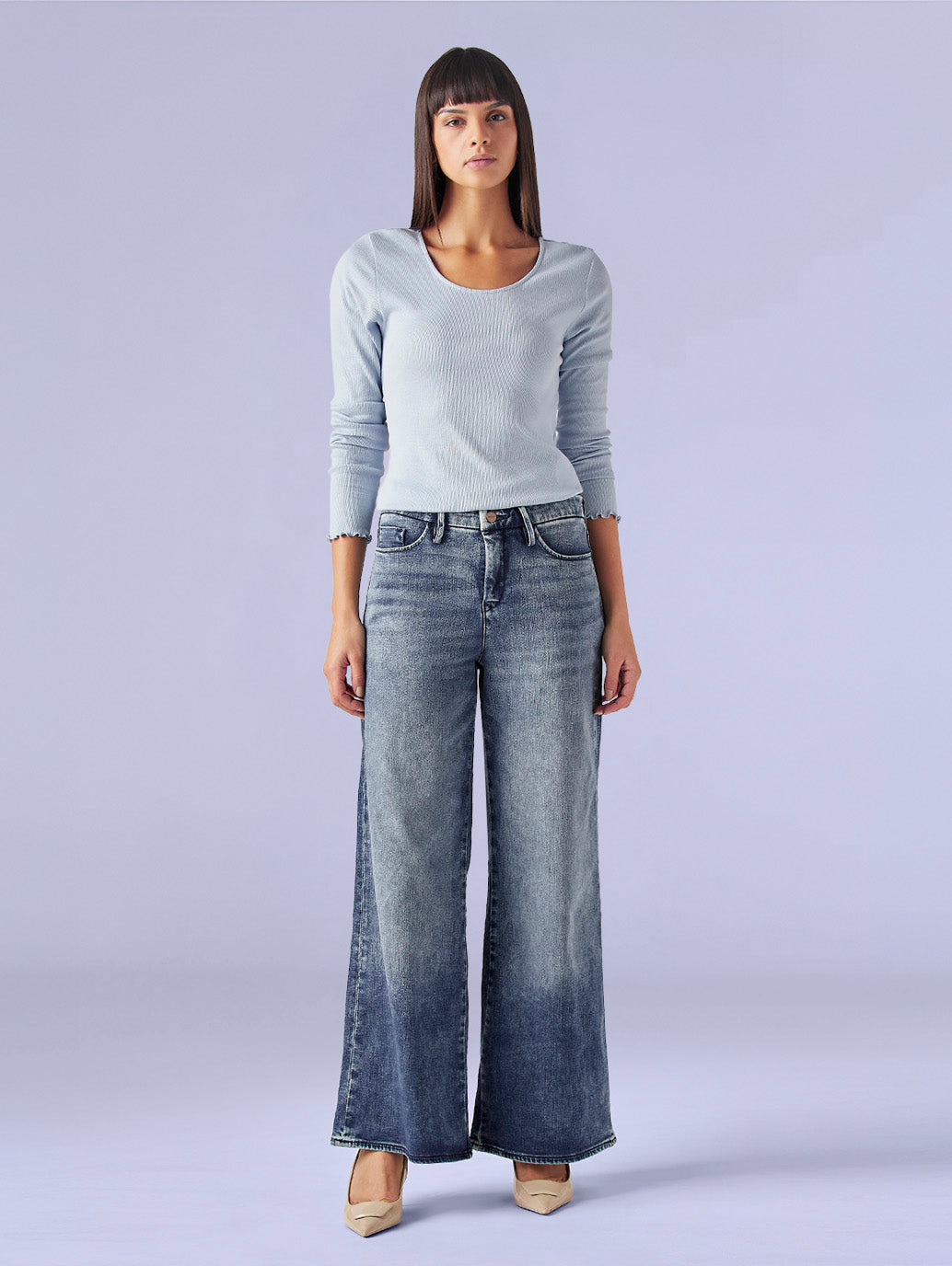 Women's 318 Dark Indigo Shaping Wide Leg Fit Mid Rise Redloop Jeans - ede780a8-8a68-4b09-adb7-07f07e6f617b View