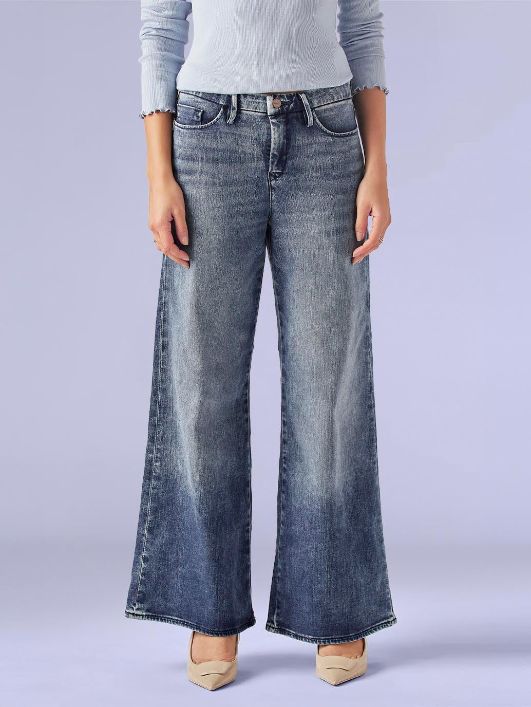 Women's 318 Dark Indigo Shaping Wide Leg Fit Mid Rise Redloop Jeans - 3843f9fd-8c9b-4b21-b236-b7f14b1d8d49 View