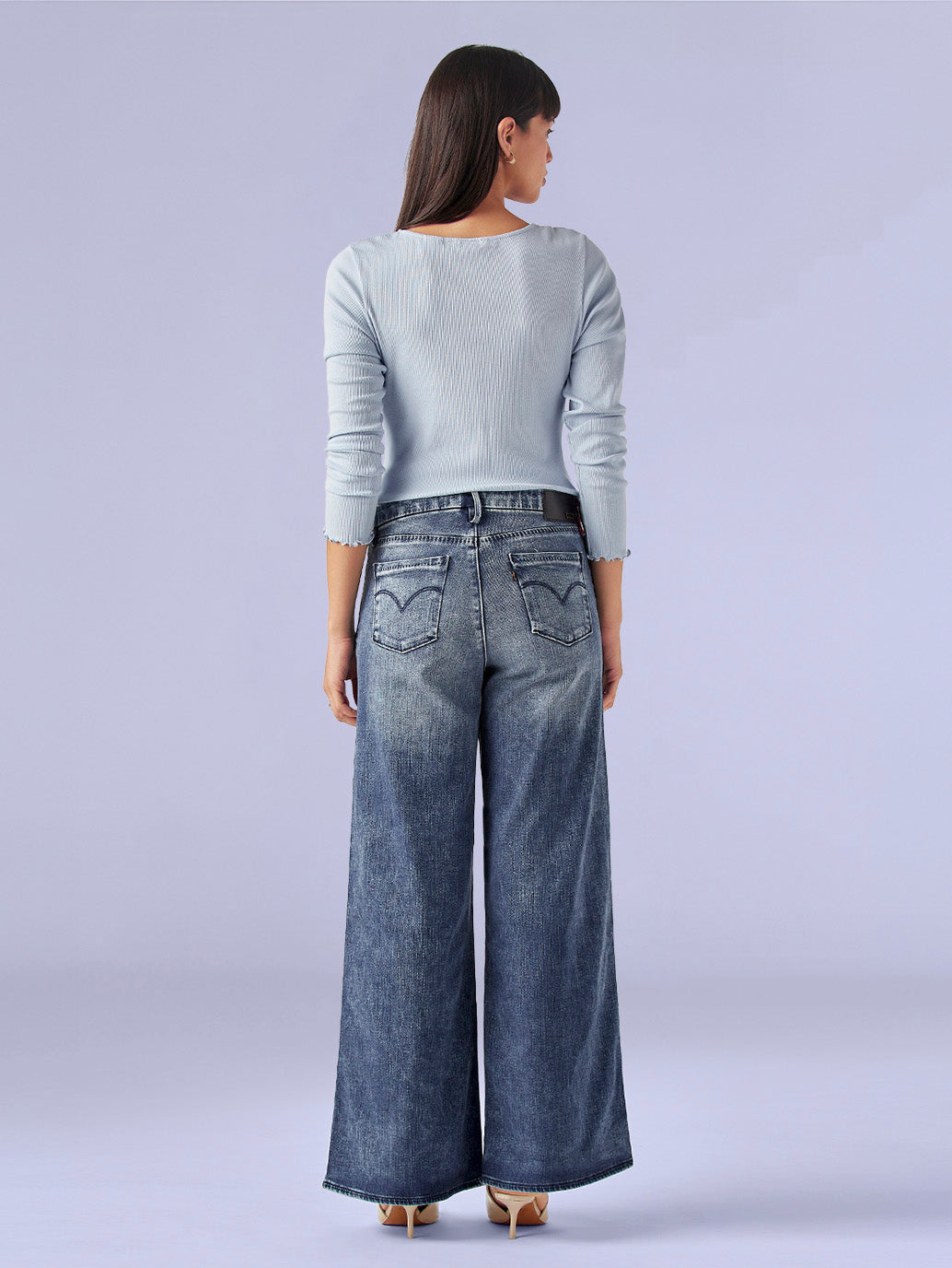 Women's 318 Dark Indigo Shaping Wide Leg Fit Mid Rise Redloop Jeans - 84f96bf4-41f7-48c3-b775-4c1d217060f4 View