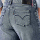 Women's 318 Dark Indigo Shaping Wide Leg Fit Mid Rise Redloop Jeans - Detail View