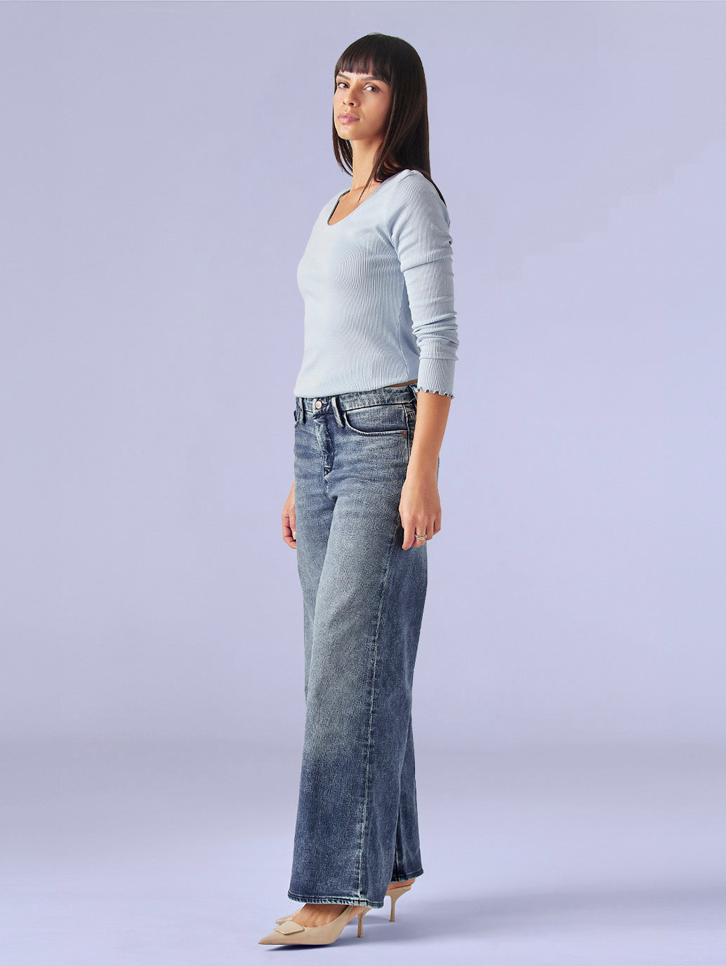 Women's 318 Dark Indigo Shaping Wide Leg Fit Mid Rise Redloop Jeans - f438a479-6d84-4e66-9ad1-77f9cb3a0831 View