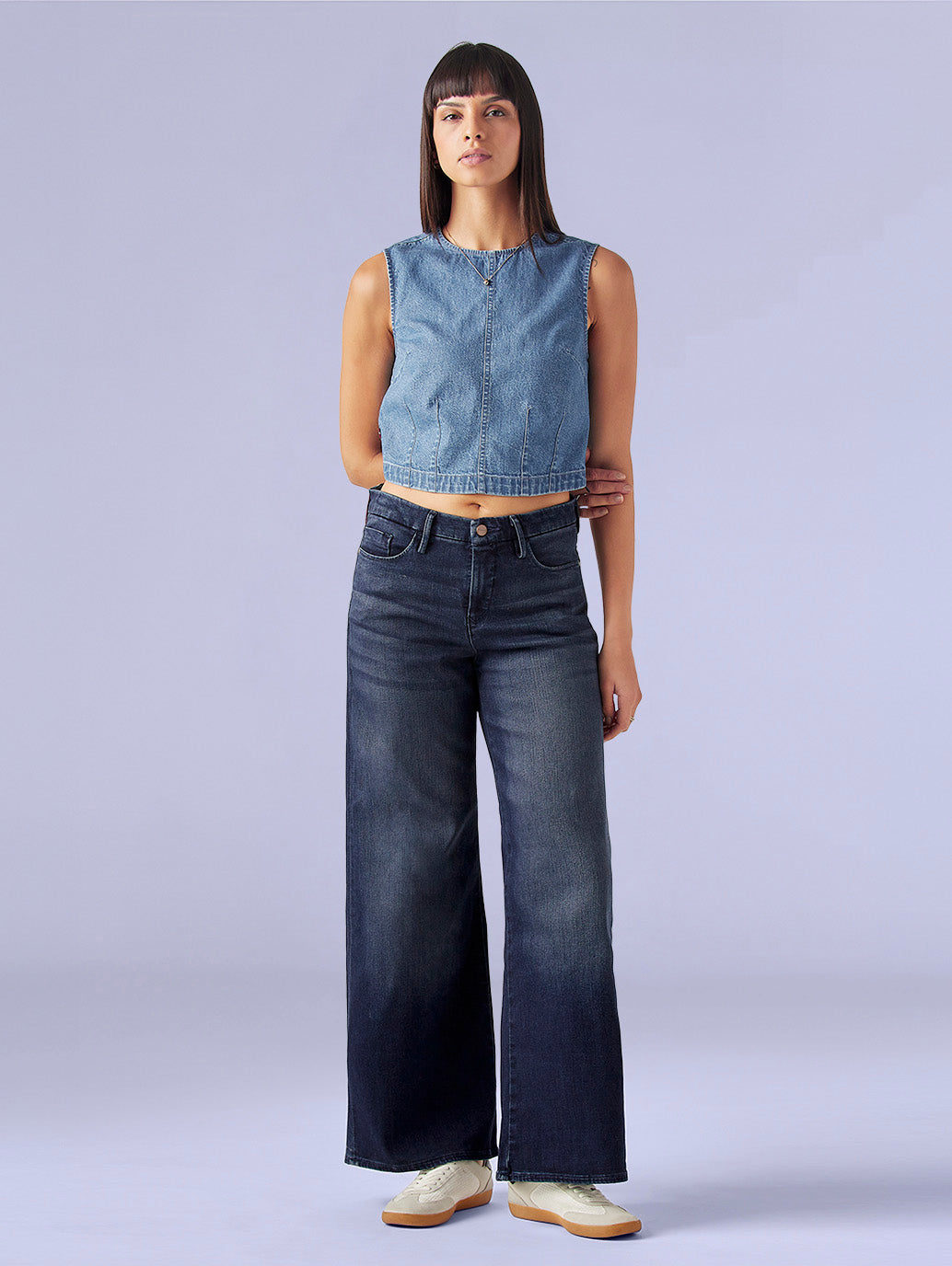 Women's 318 Dark Indigo Shaping Wide Leg Fit Mid Rise Redloop Jeans