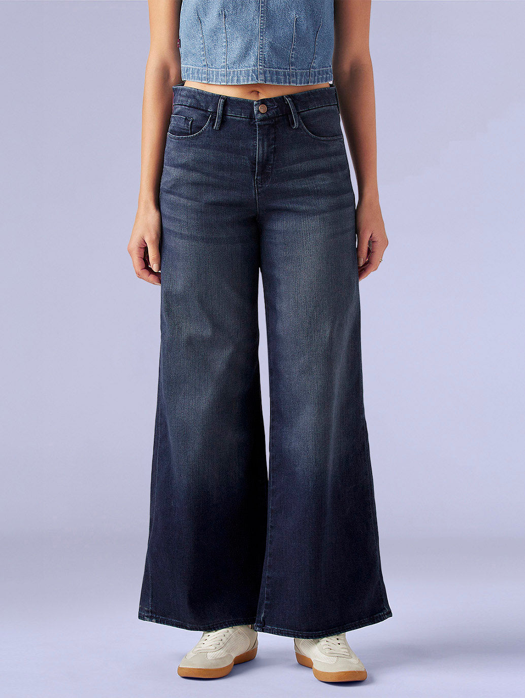 Women's 318 Dark Indigo Shaping Wide Leg Fit Mid Rise Redloop Jeans - 54c3ddff-67b9-48ca-84a0-955297e25a7e View