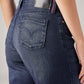 Women's 318 Dark Indigo Shaping Wide Leg Fit Mid Rise Redloop Jeans - Detail View