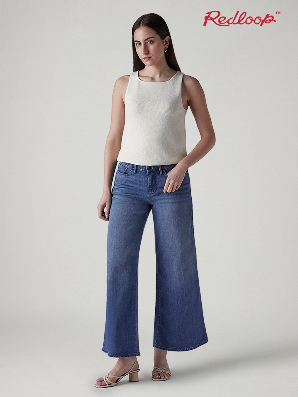 Women's 318 Shaping Wide Leg Fit Mid Rise Redloop Jeans