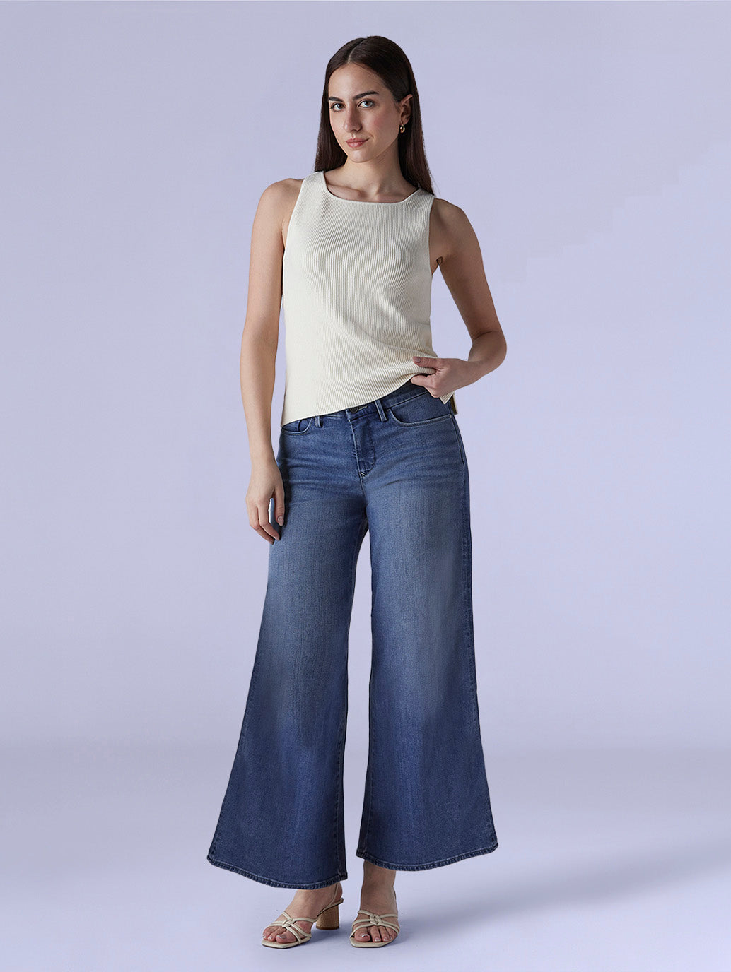Women's 318 Shaping Wide Leg Fit Mid Rise Redloop Jeans - Front View