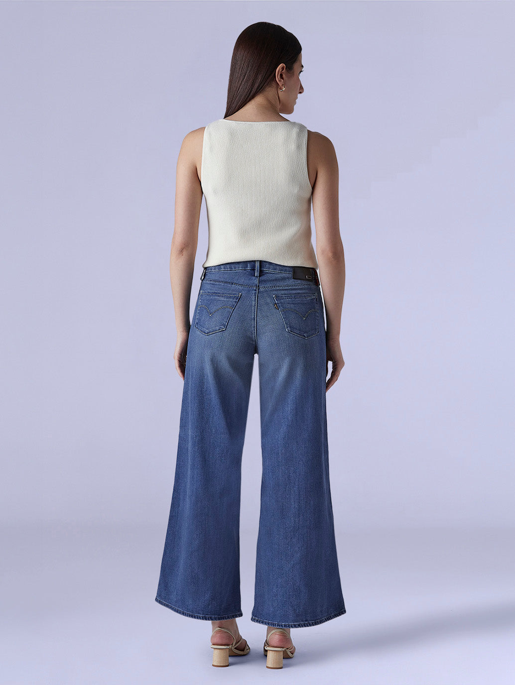 Women's 318 Shaping Wide Leg Fit Mid Rise Redloop Jeans - Back View