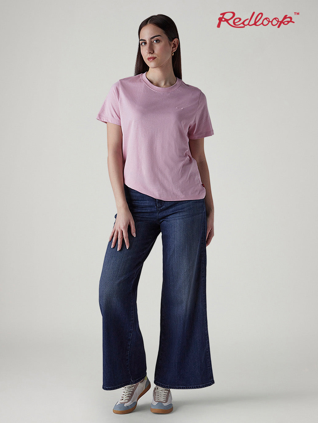 Women's 318 Dark Indigo Shaping Wide Leg Fit Mid Rise Redloop Jeans