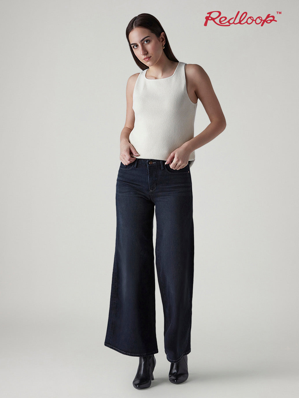 Women's 318 Shaping Wide Leg Fit Mid Rise Redloop Jeans