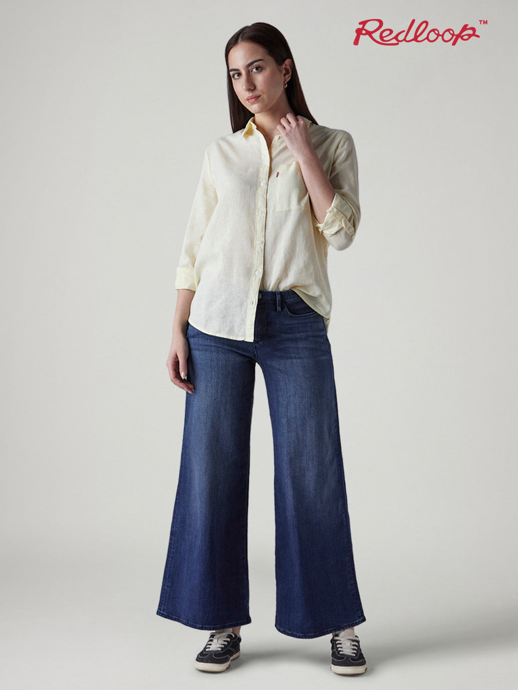 Women's 318 Shaping Wide Leg Fit Mid Rise Redloop Jeans