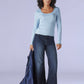 Women's 318 Dark Blue Shaping Wide Leg Fit Mid Rise Redloop Jeans - 141bcccc-b29d-48b2-9c05-66903aff60c6 View
