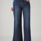 Women's 318 Dark Blue Shaping Wide Leg Fit Mid Rise Redloop Jeans - Front View