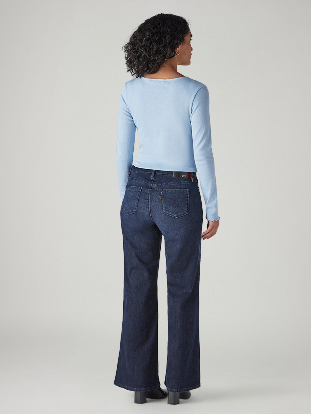 Women's 318 Dark Blue Shaping Wide Leg Fit Mid Rise Redloop Jeans - Back View