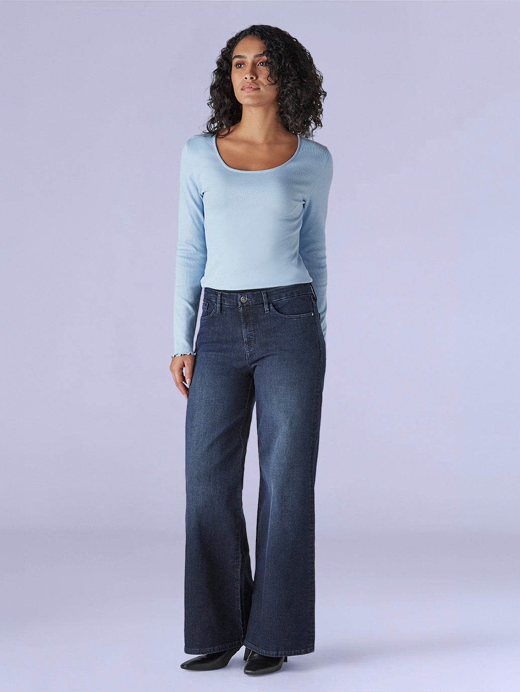 Women's 318 Dark Blue Shaping Wide Leg Fit Mid Rise Redloop Jeans - 6a907c30-4b06-49d7-b4ce-3804eb0f7974 View