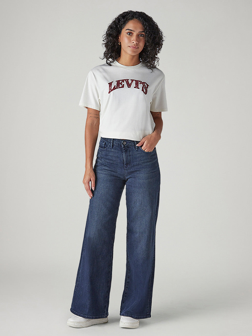 Women's 318 Blue Shaping Wide Leg Fit Mid Rise Redloop Jeans