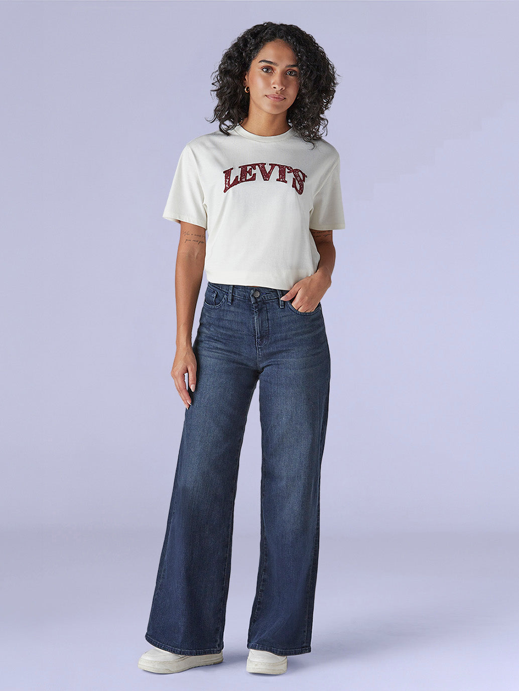 Women's 318 Blue Shaping Wide Leg Fit Mid Rise Redloop Jeans