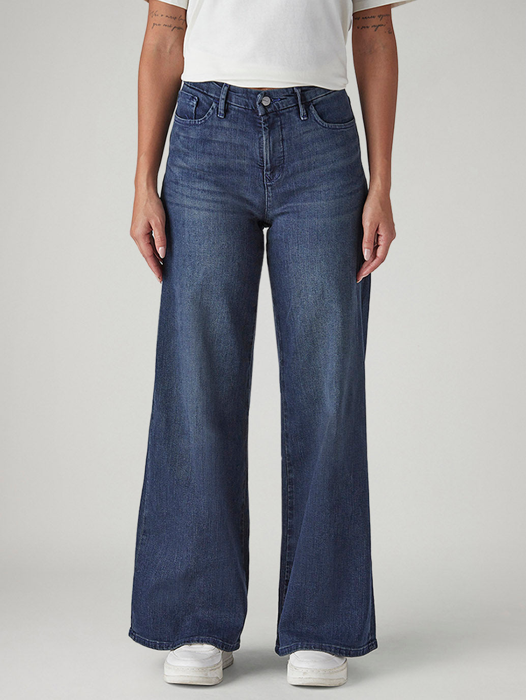 Women's 318 Blue Shaping Wide Leg Fit Mid Rise Redloop Jeans - Front View