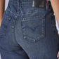 Women's 318 Blue Shaping Wide Leg Fit Mid Rise Redloop Jeans - Detail View