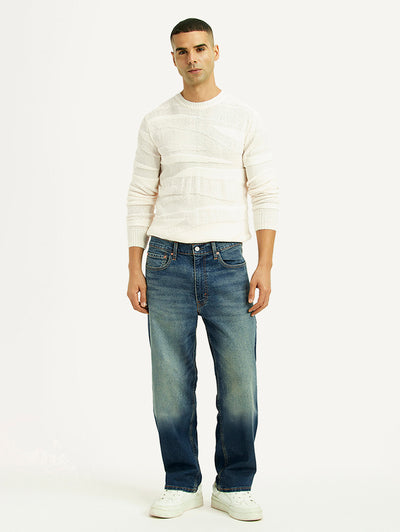 Men's Tinted 568 Blue Loose Fit Mid Rise Jeans