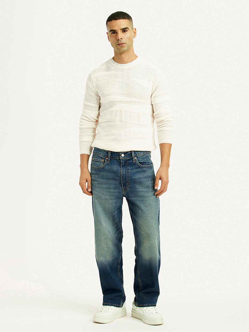 Men's Tinted 568 Blue Loose Fit Mid Rise Jeans