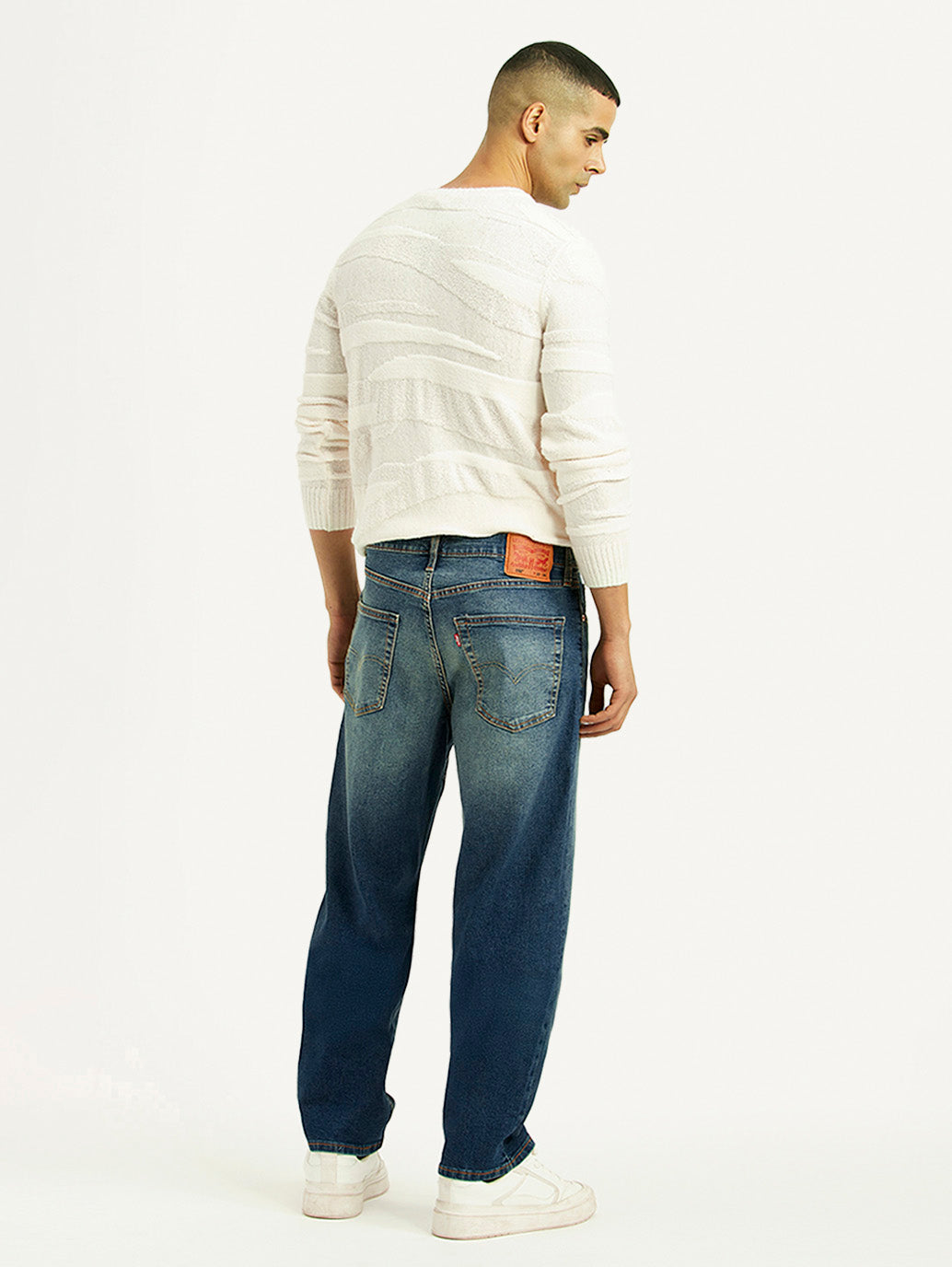 Men's Tinted 568 Blue Loose Fit Mid Rise Jeans - Back View