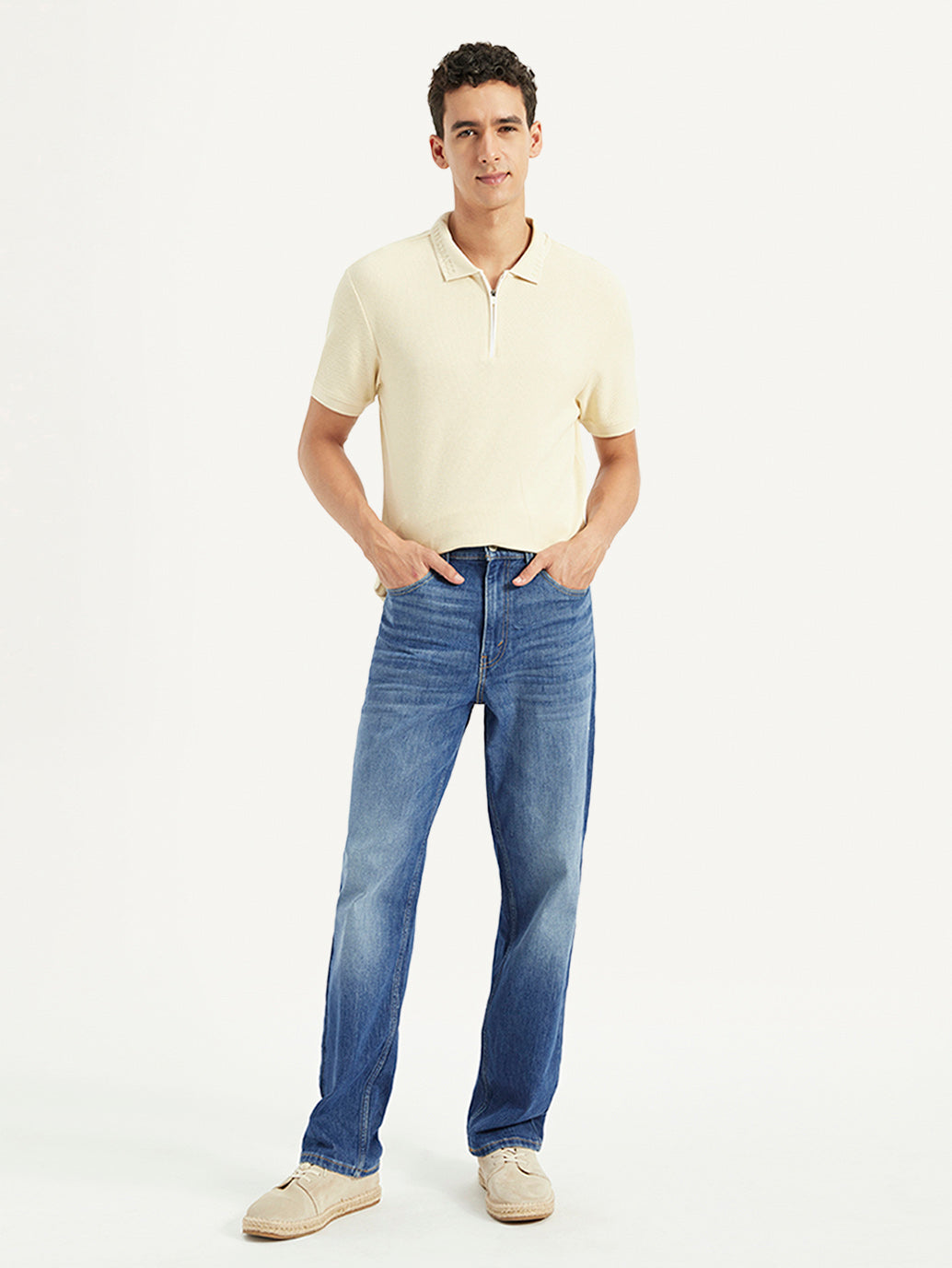 Men's 568 Blue Loose Fit Mid Rise Jeans