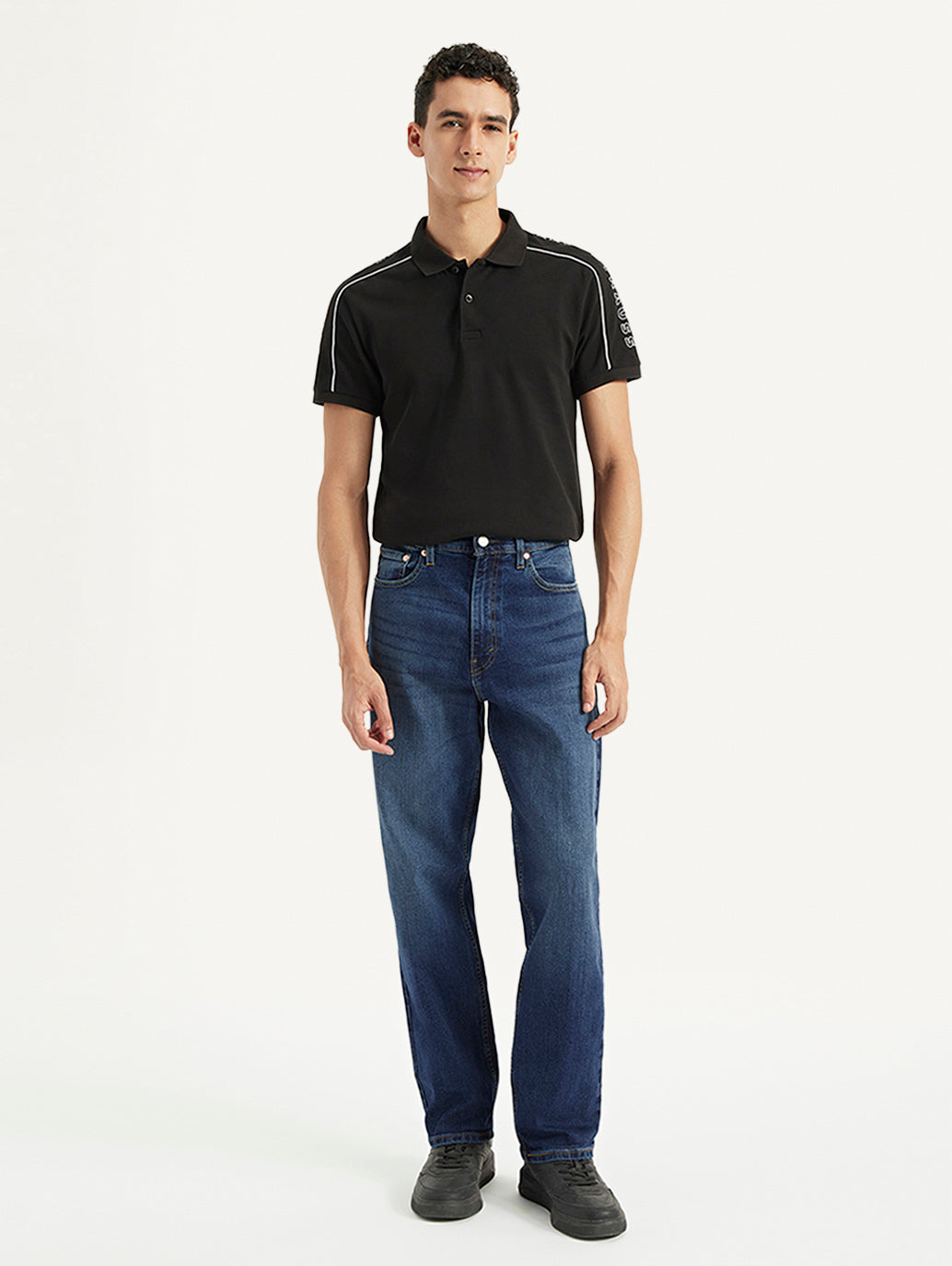 Men's 568 Blue Loose Fit Mid Rise Jeans - Front View