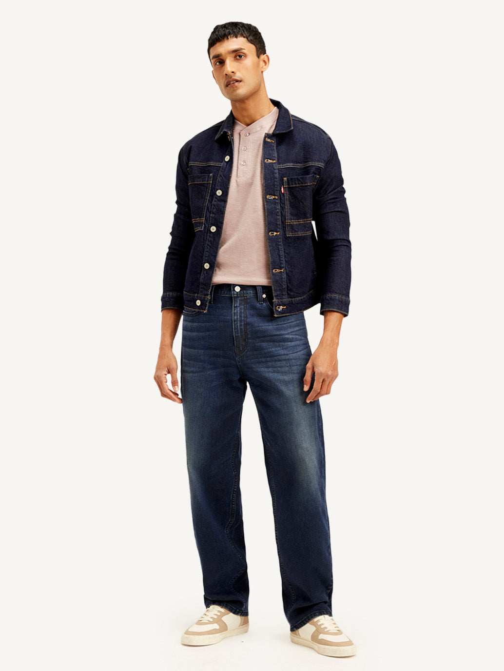 Men's 568 Navy Blue Loose Fit Mid Rise Jeans