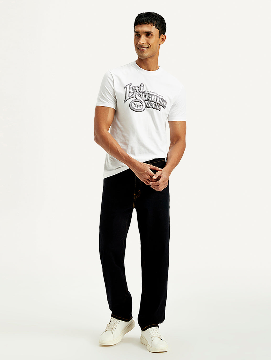 Men's 568 Dark Blue Loose Fit Mid Rise Jeans - Styleshot View