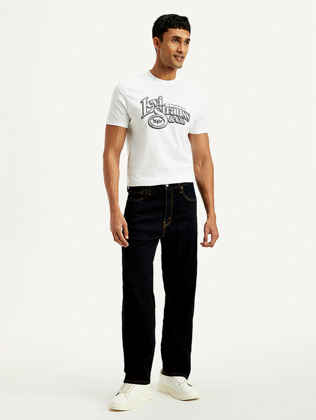 Men's 568 Dark Blue Loose Fit Mid Rise Jeans - Front View