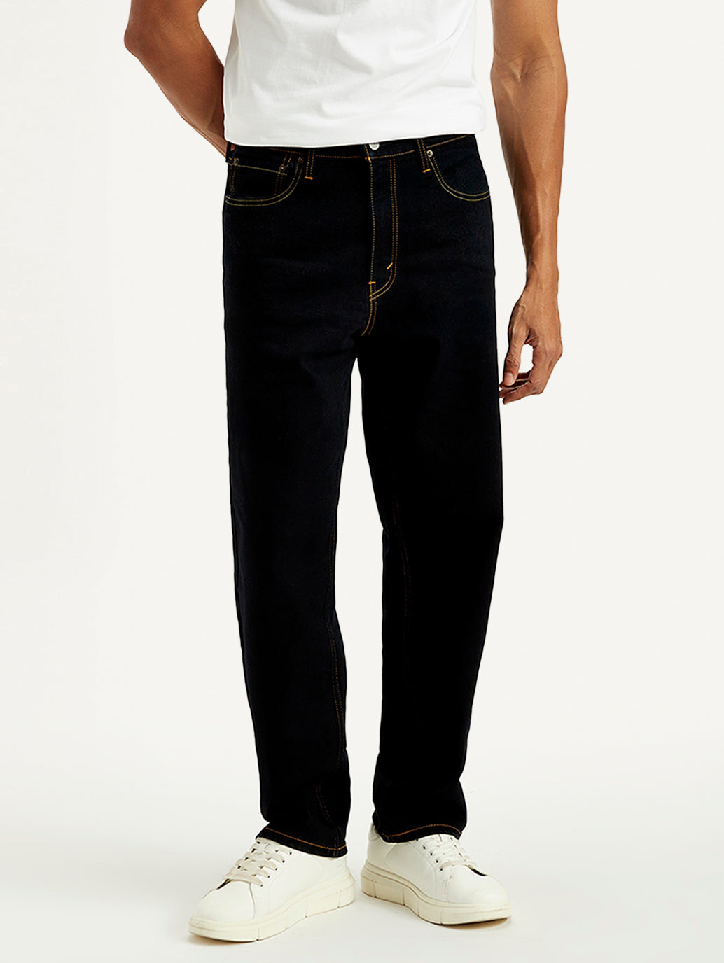 Men's 568 Dark Blue Loose Fit Mid Rise Jeans - Front View