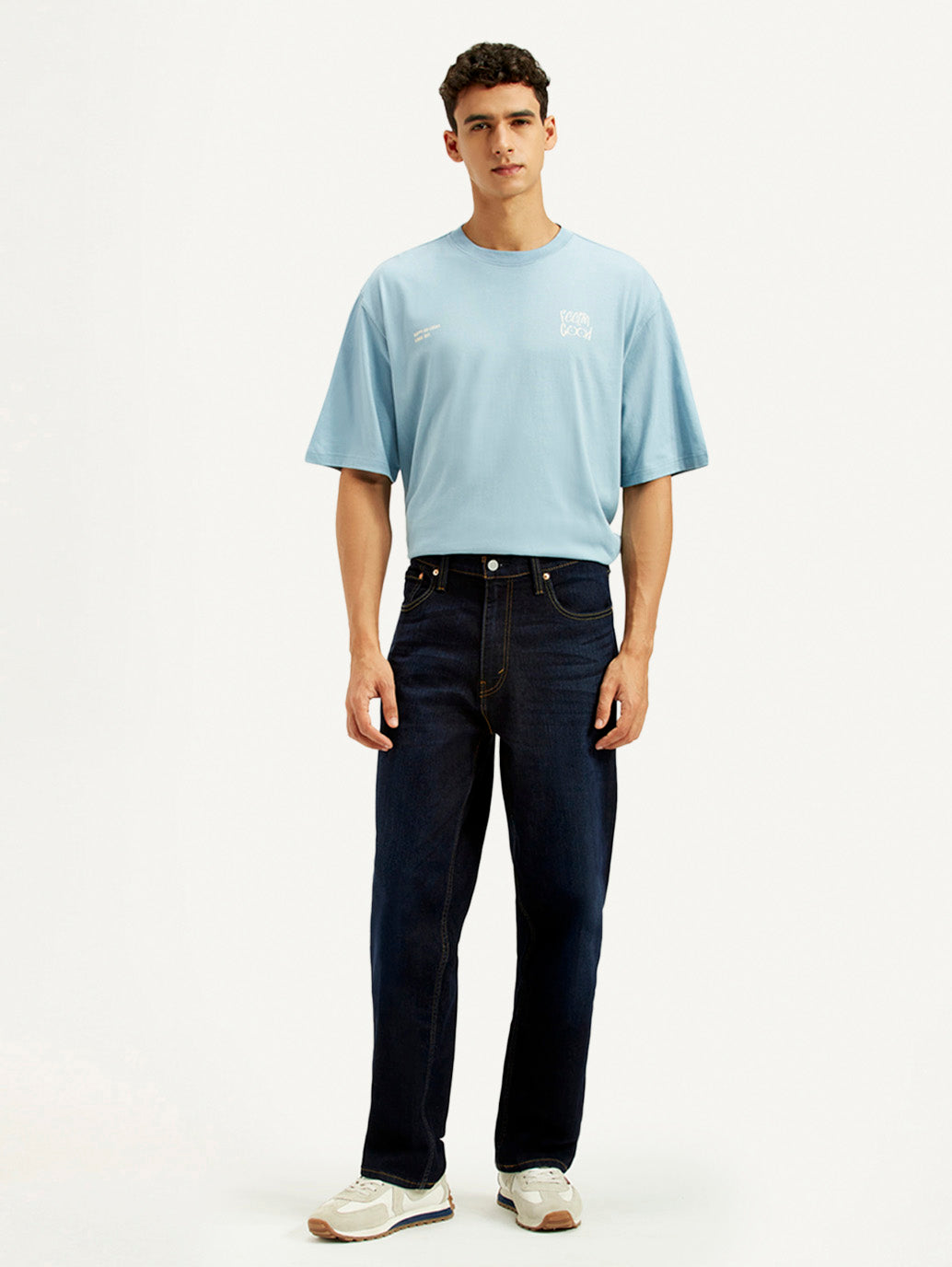 Men's 568 Dark Indigo Loose Fit Mid Rise Jeans - Front View