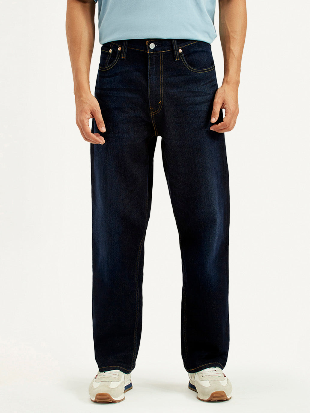 Men's 568 Dark Indigo Loose Fit Mid Rise Jeans - Front View