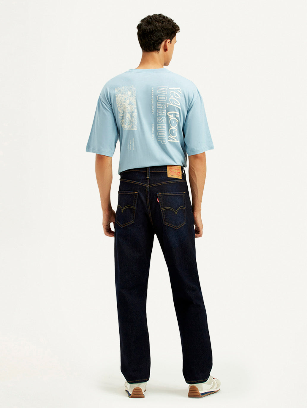 Men's 568 Dark Indigo Loose Fit Mid Rise Jeans - Back View