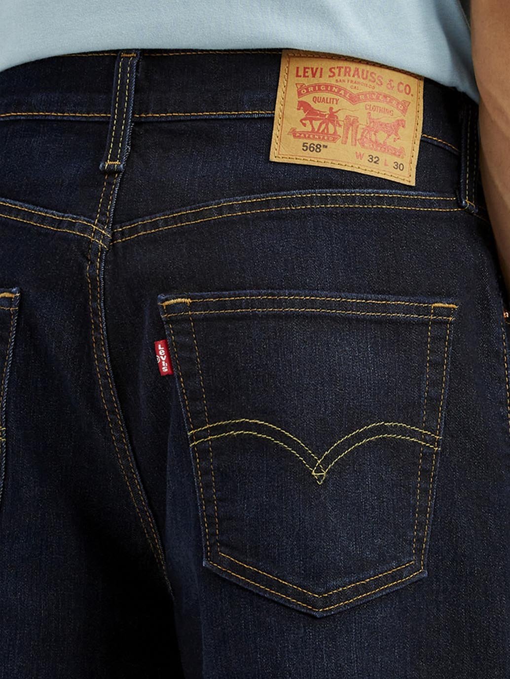 Men's 568 Dark Indigo Loose Fit Mid Rise Jeans - Detail View