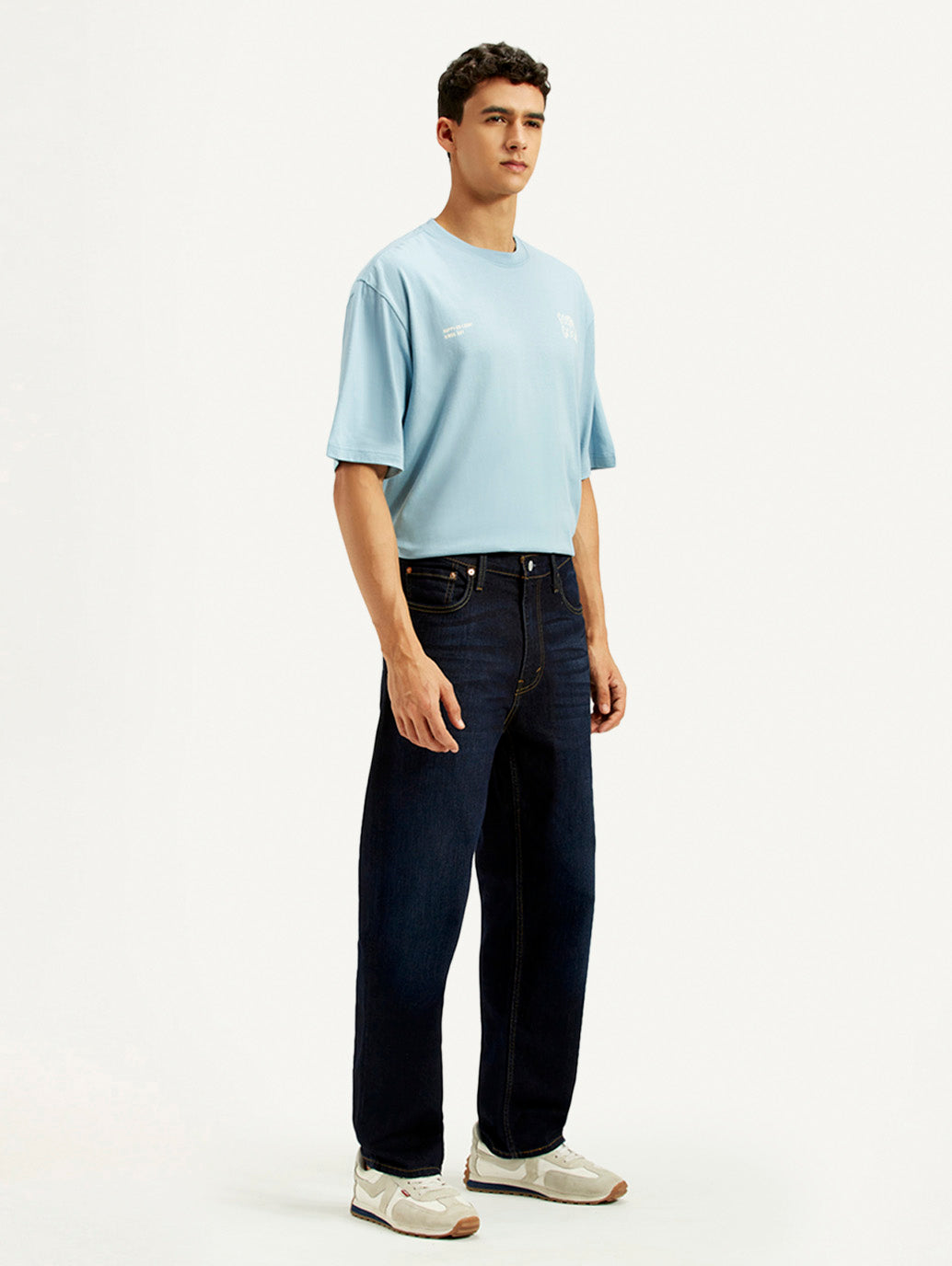 Men's 568 Dark Indigo Loose Fit Mid Rise Jeans - Side View