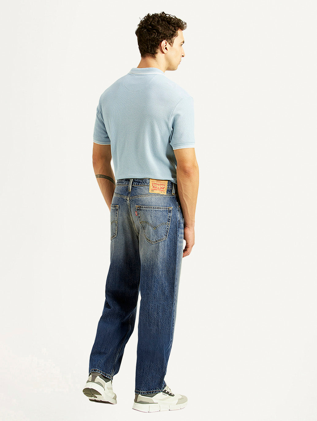 Men's 568 Blue Baggy Fit Mid Rise Jeans - Back View