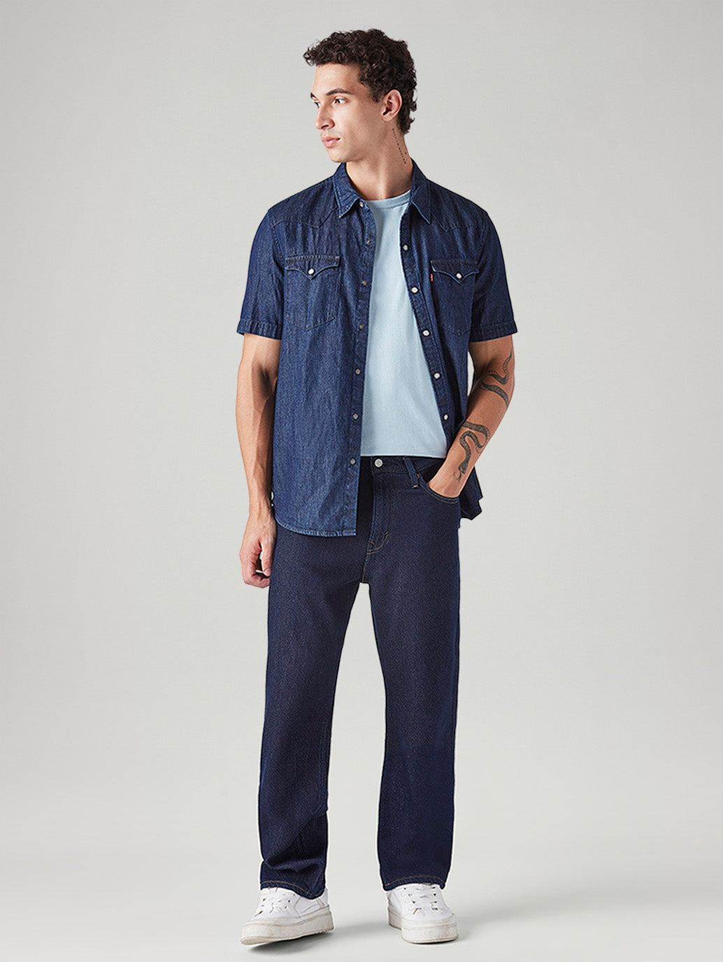 Men's 568 Dark Blue Loose Fit Mid Rise Jeans - Styleshot View
