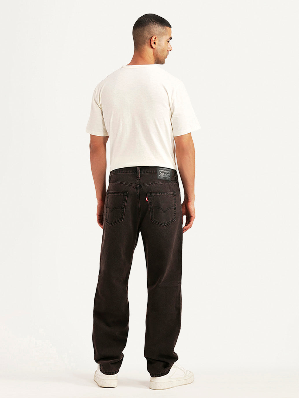 Men's Tinted 568 Brown Loose Fit Mid Rise Jeans - Back View