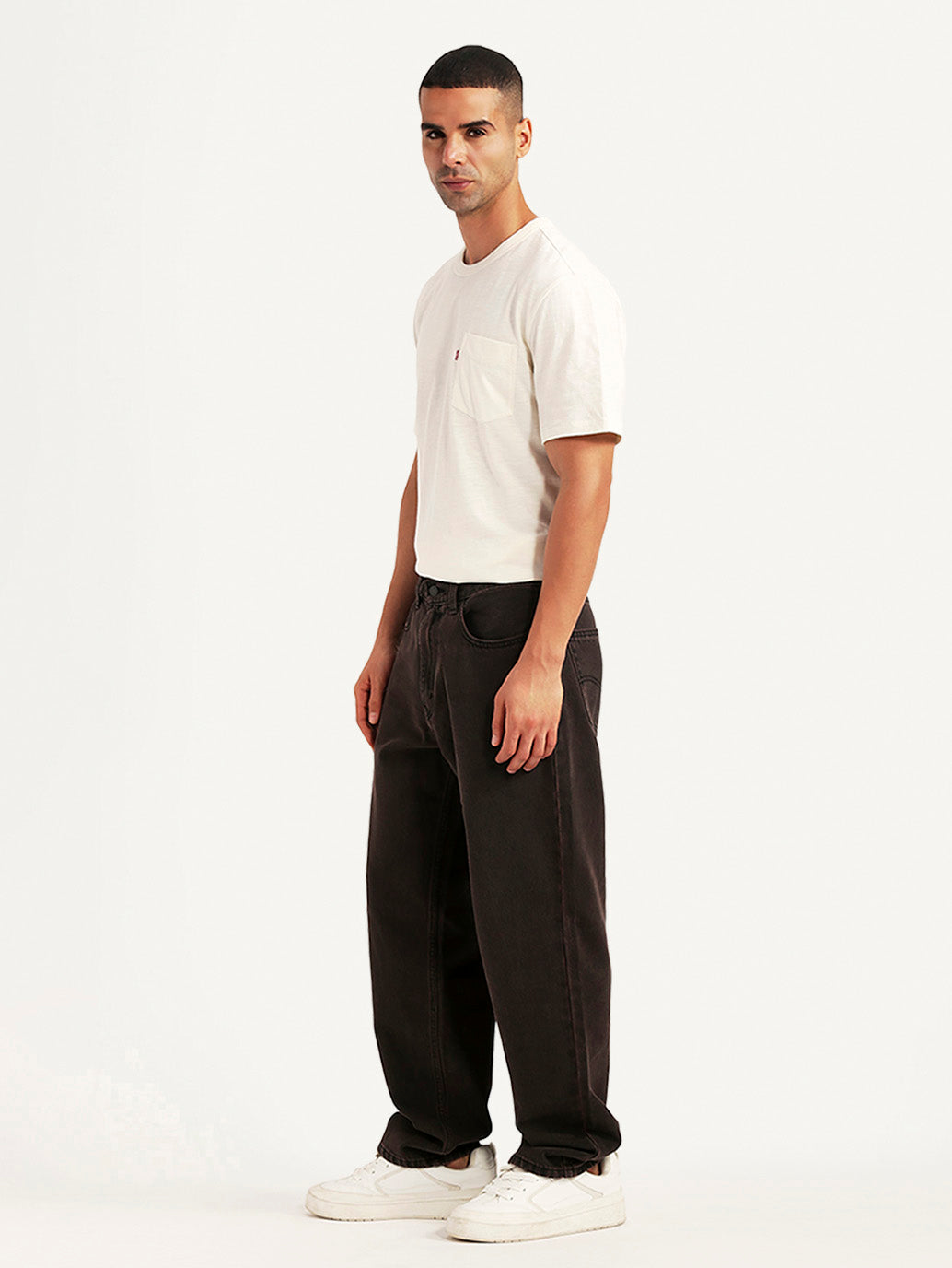 Men's Tinted 568 Brown Loose Fit Mid Rise Jeans - Side View