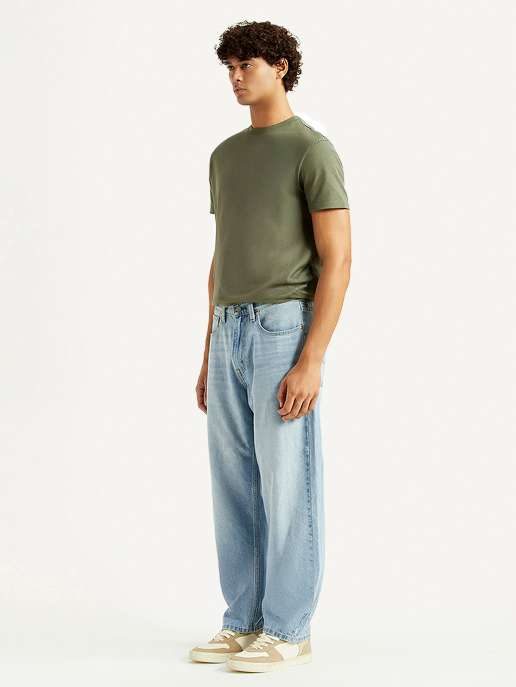 Men's 568 Light Blue Loose Fit Mid Rise Jeans - Side View