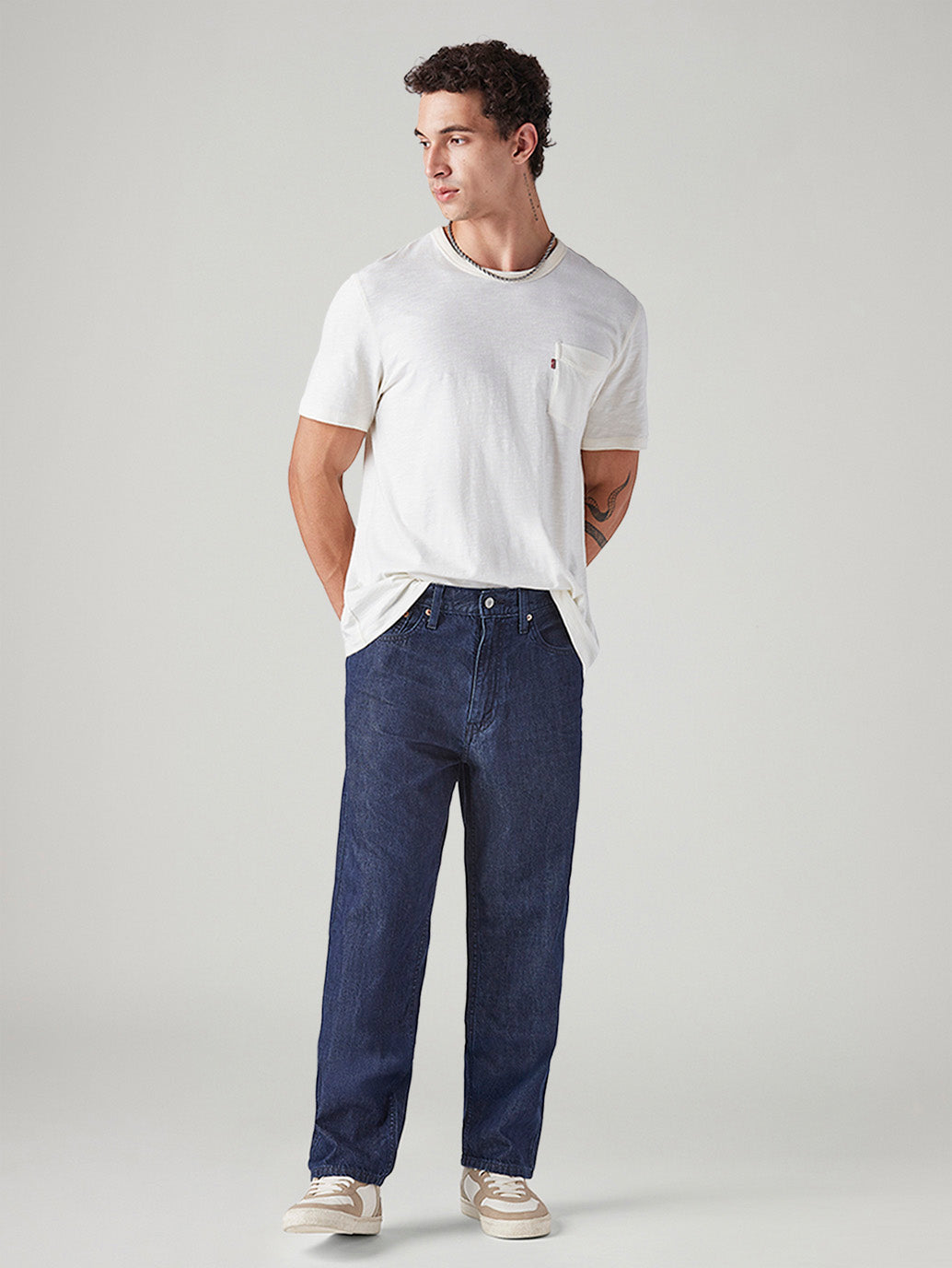 Men's 568 Dark Blue Loose Fit Mid Rise Jeans - Styleshot View
