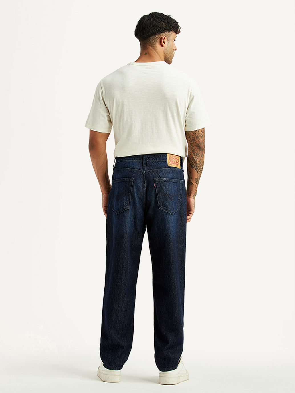 Men's 568 Dark Blue Loose Fit Mid Rise Jeans - Back View