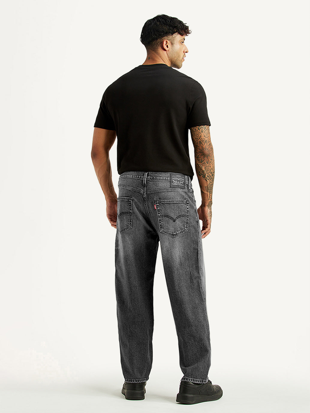 Men's 568 Grey Loose Fit Mid Rise Jeans - Back View