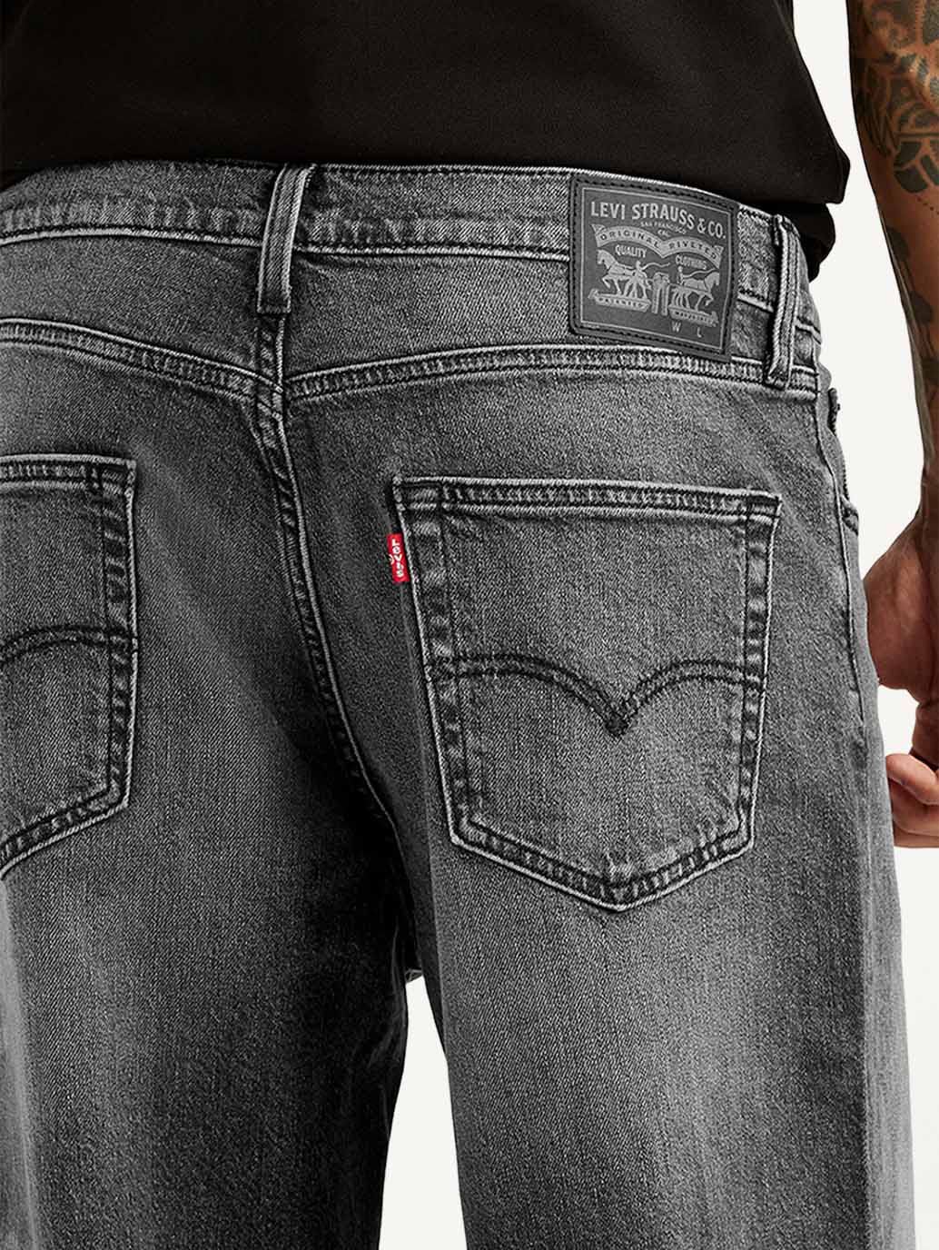 Men's 568 Grey Loose Fit Mid Rise Jeans - Detail View
