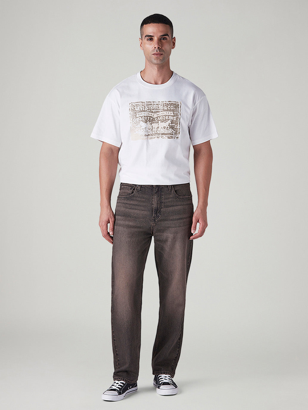 Men's 568 Brown Loose Fit Mid Rise Jeans - Front View